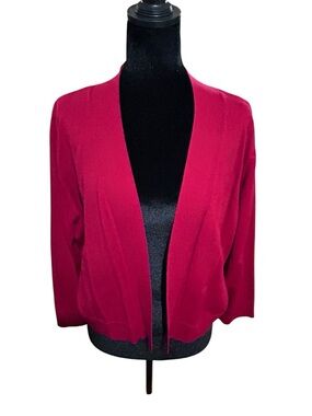 Roz & Ali Plus 1XL Women's Open Front Fuchsia Cardigan Sweater NWOT